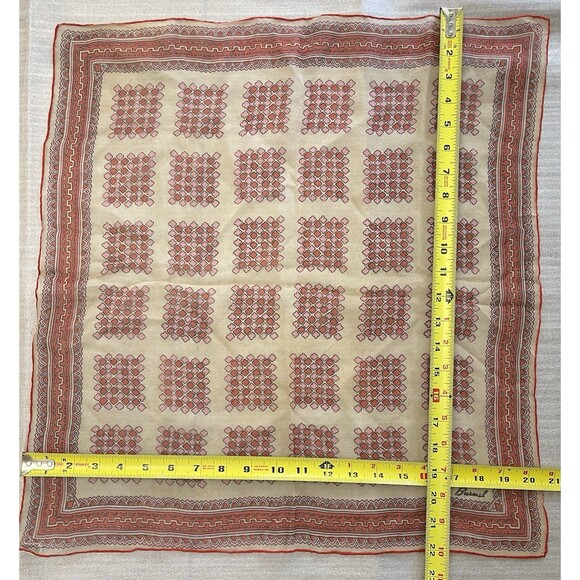 VTG  Burmel Chiffon Scarf Handkerchief Geometric Hand Rolled Hem 20"x20" Japan - Picture 4 of 6